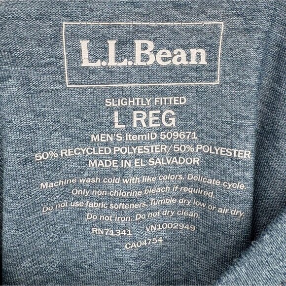 L.L. Bean Men's Quick-Dry Trail Tee Short Sleeve L Blue Camping Hiking Outdoor - Picture 5 of 7
